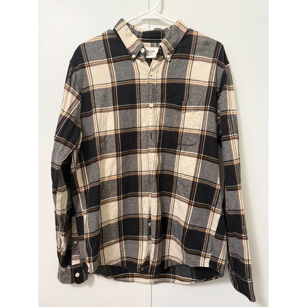 Abercrombie &‎ Fitch Soft AF Men's Flannel Black Plaid L Country Ranch Layering